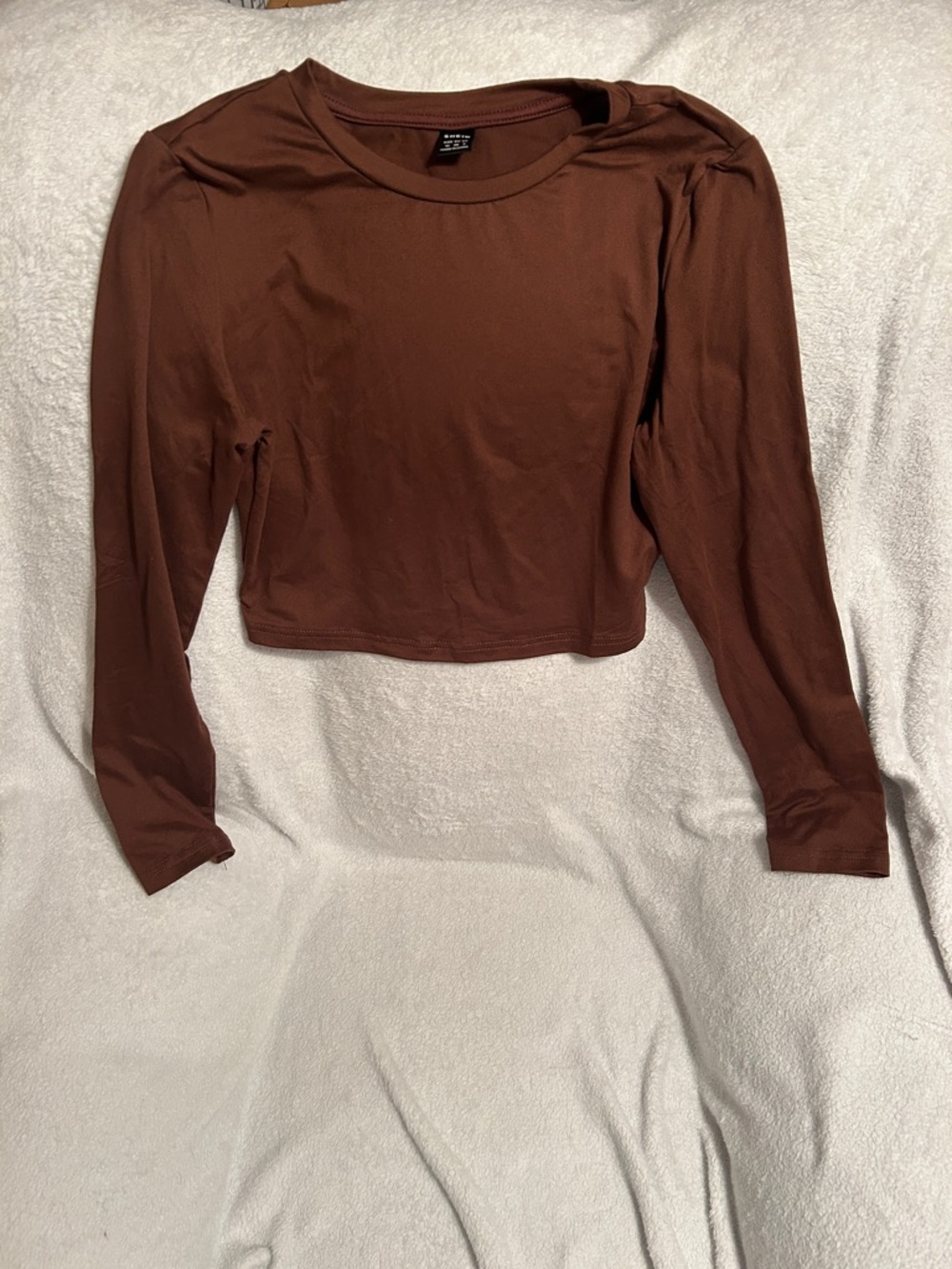 SHEIN Brown Long Sleeve Cropped Tee